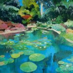 Le Bassin du parc - peinture à l'huile