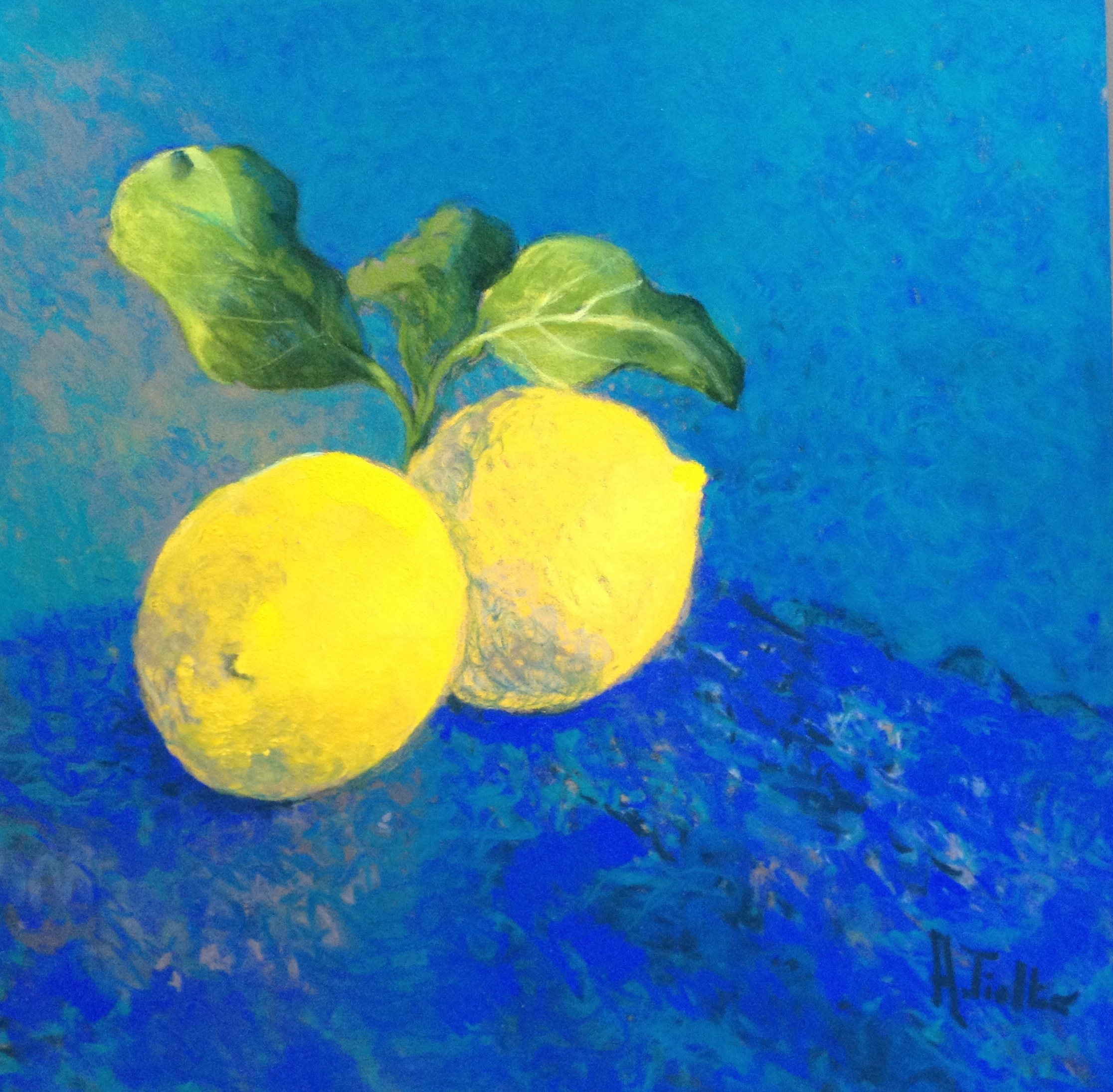 Deux citrons, pastel-30x30cm